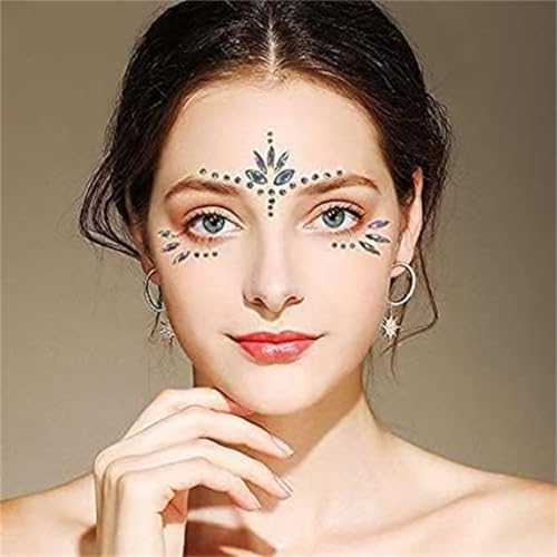 Face Gems Stickers, Glow In The Dark Face Jewels Glitter Stickers Temporary Tattoos Eyes Body Paint Gems For Black Light Neon Uv Music Festival Rave Accessories Concert Graduation Party Makeup