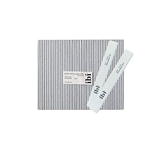 IBI 80 Premium Jumbo Zebra Cushion File | Grit 80/80 | Washable & Disinfectable Nail File for Professionals (50)