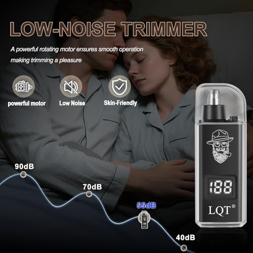 Nose Hair Trimmer for Women & Men with LED Power Display, Rechargeable & Painless Facial Nose & Ear Hair Remover, Compact Discreet Design for Travel Personal Grooming
