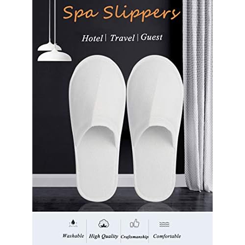24 Pairs Spa Slippers,Closed Toe Disposable Slippers,Non-Slip Slippers Fit Size for Men and Women for Hotel Home Guest Used,White