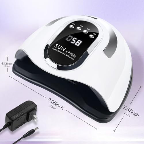 Wisdompark UV LED Nail Lamp 280W, UV Light for Gel Nails with 66Pcs Lamp Beads and Automatic Sensor/4 Timer Settings Professional Nail Dryer for Gel Polish Manicure Art Tools for Home Salon