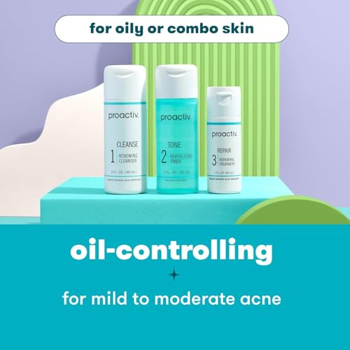 Proactiv 3 Step Acne Treatment w/ Pimple Patches - Benzoyl Peroxide Face Wash, Repairing Acne Spot Treatment for Face and Body, Exfoliating Toner - 90 Day Complete Acne Skin Care Kit + Pimple Patches