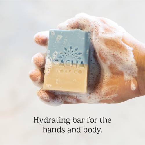 Pacha Soap Co. Sand & Sea Bar Soap - Sea Salt Scent, Volcanic Ash & Pumice, Exfoliating & Hydrating Body and Face Wash with Essential Oils, Handcrafted and Made in the USA, 5-Pack (4 oz Each)