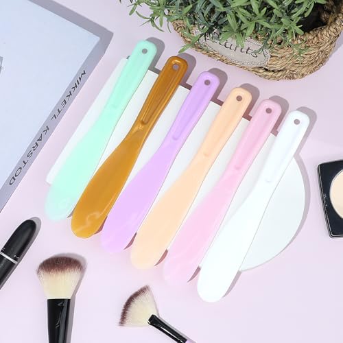 6Pcs Large Makeup Scoops Spatulas Plastic Cosmetic Spatula Face Mask Spoon Stick Applicator Beauty Spa Facial Skin Care Tools for DIY Cream Lotions Moisturizers Mixing and Sampling