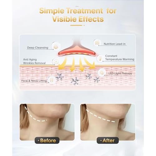 7-in-1 Deplux Face Neck Massager for Daily Skin Care Routine, Portable Facial Massager, Skin Care Tool, Rose Gold