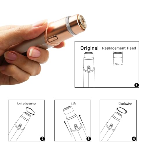 Flawless Replacement Heads Gen 3, 4 Pack - Compatible with 3rd Generation Flawless Facial Hair Remover, Replacement Heads for Flawless Facial Hair Remover Generation 3