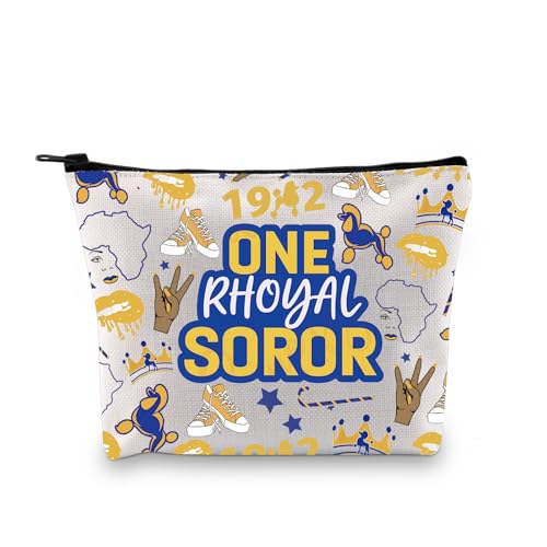 GJTIM Sisterhood Sorority Paraphernala Gift Sorority Sister Gift Greek Sorority One Rhoyal Soror Zipper Pouch Pretty Poodle Blue And Gold Makeup Bag (One Rhoyal Bag)