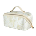KEYPOWER Large Capacity Cosmetic Bag with Butterfly Pattern Travel Makeup Bag Portable Toiletry Bag with Handle for Women (White)