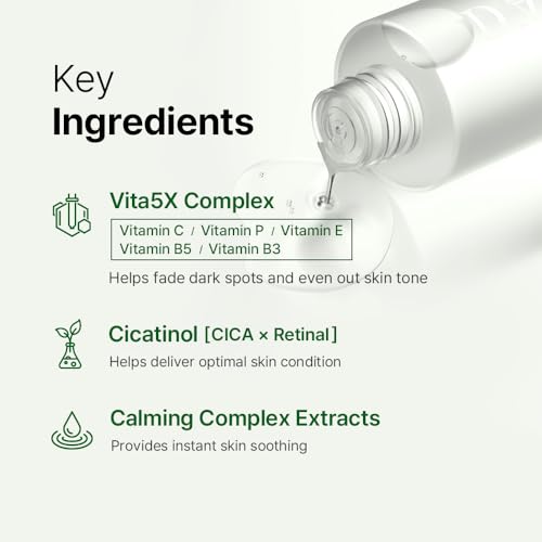 D'AMU CICA Retinol Toner ? Hydrating & Soothing Ampoule Toner with Vita 5X Multi-Vitamin Complex for Pore Refining, Skin Texture & Elasticity ? Korean Skincare ? 6.76 fl.oz.