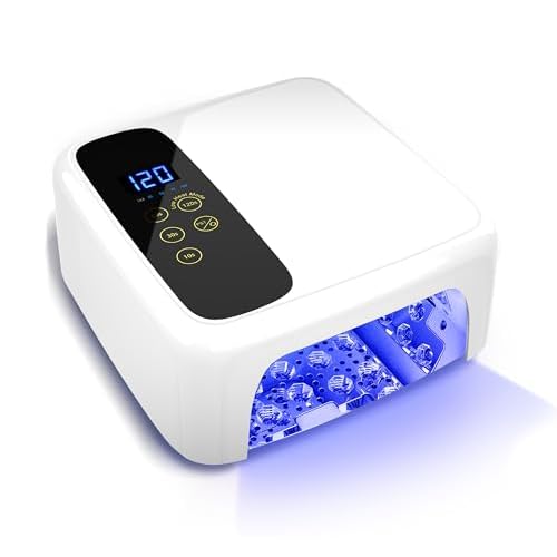 Interchangeable Light Panel & Battery - Cordless Rechargeable 72W AI UV LED Nail Lamp with Metallic Reflector & Base, Professional Salon-Grade Wireless Gel Nail Dryer Fast Curing Light (White)