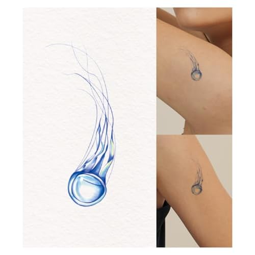 Freakynine Temporary Tattoos for Adults, Small Realistic Temporary Tattoos, Fake Tattoos, Flash Tattoos, Festival Tattoos, Tattoo Stickers, Temp Tattoos, Flash Tats Pack of 2 (Blue Jellyfish)