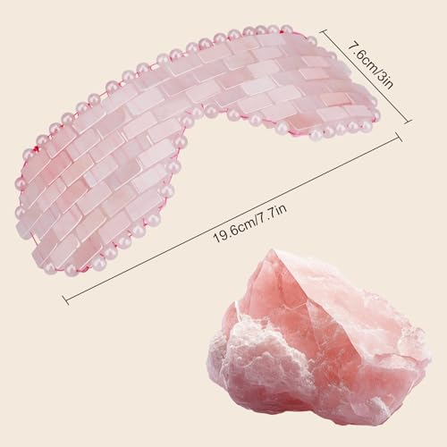 Rose Quartz Eye Mask, Natural Jade Mask for Facials, Hot or Cold Therapy for Anti-Aging, Puffiness & Dark Circles, Cooling for Migraines, Warmth for Sinus Relief