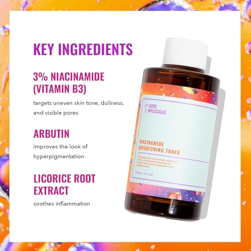 Good Molecules Niacinamide Brightening Toner Pack 3 ? 120 ml / 4 fl oz Each | Facial Toner with Niacinamide & Arbutin for Even-Looking Skin