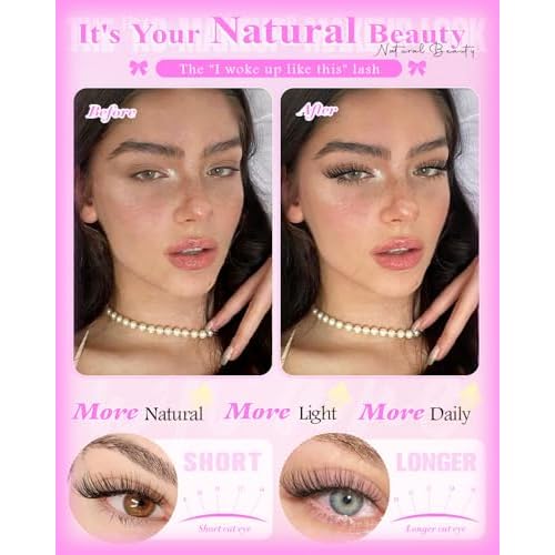 Natural Lash Clusters Venus Wispy Cluster Eyelash Extensions Invisible Thin Band Eyelash Cluster 8-16mm DIY Lash Extensions with Clear Band Individual Lashes Clusters Natural Look by WTVANE