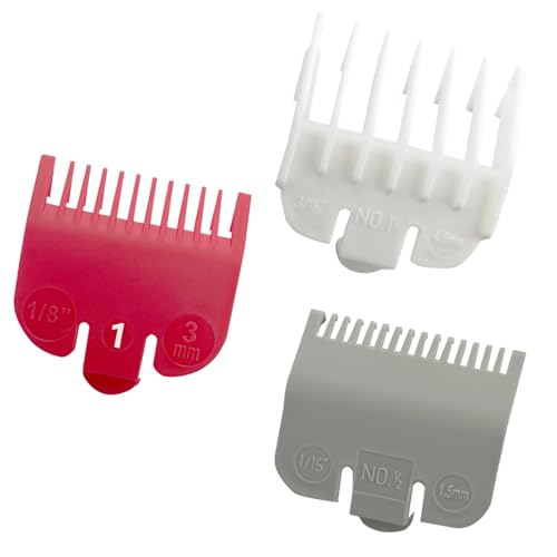 Professional Hair Clipper Guards Cutting Guides Compatible with Wahl Hair Clippers Trimmers - 3 Cutting Lengths 1 1/2¡± & 1/2¡± & 1¡±(1.5 & 3 & 4.5 mm) Fits Most Size Wahl Guide Combs - 3 Color Coded