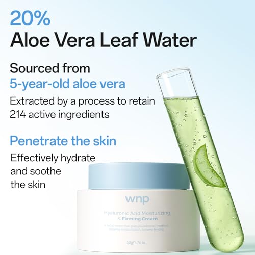 WNP Hyaluronic Acid Moisturizing & Firming Cream -4D Hyaluronic Acid, Aloe Vera,Peptides,Collagen,Ceramides Anti-Aging Face Moisturizer Vegan SkinCare for Fine Lines,Wrinkles Dry Sensitive Skin