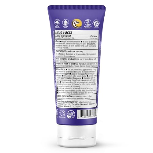 Badger Biodegradable Reef Safe Sunscreen, SPF 50 Unscented Zinc Oxide Sunscreen, 98% Organic Ingredients, Water Resistant Adventure Sport Sunblock, 2.9 fl oz, 2-Pack