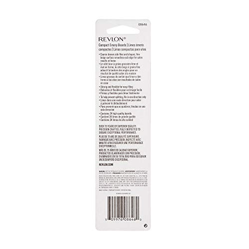 Revlon Compact Nail File, Dual Sided Manicure Tool, Smooths & Shapes, Easy to Use, Emery Boards, 24 Count