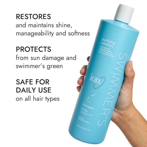 ion Swimmer's Shampoo, Removes Buildup from Chlorine and Minerals, Sulfate Free, Vegan