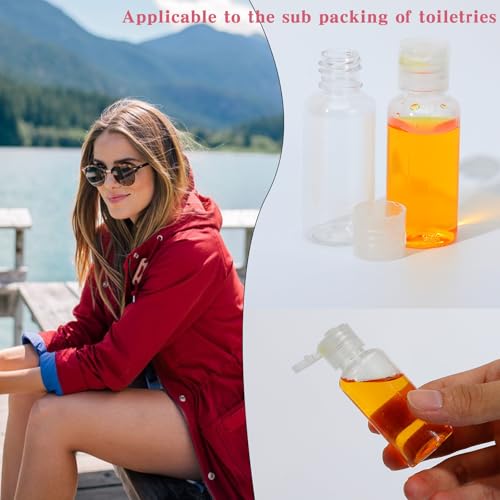 100 Pcs 1 OZ Travel Bottles with Flip Cap - 30 ml Clear Plastic Travel Size Containers, Portable Leak Proof Squeeze Bottles Refillable Empty Cosmetic Containers for Liquid Shampoo Lotion, Clear