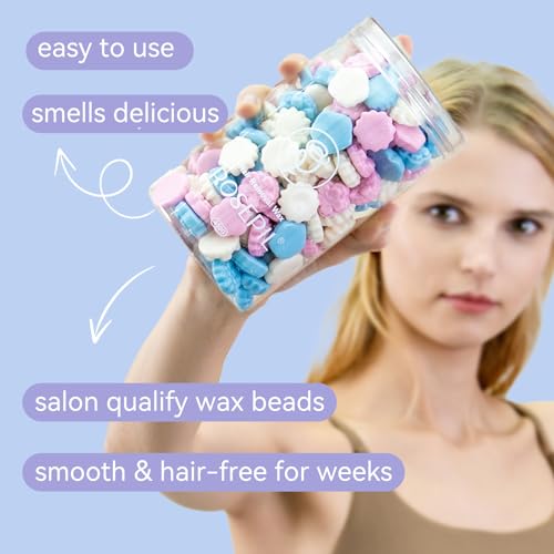 Flower Shaped 1LB Hard Wax Beads - 7 Unique Designs, Gentle Floral Scent, Color-Changing Wax Beads | All-Body Hair Removal (Face, Bikini, Arms, Legs) | At-Home Wax Refill for Women & Men