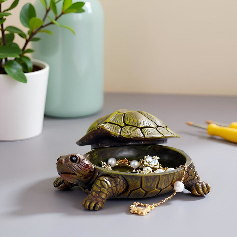 Outdoor Turtle Key Hider - Waterproof Fake Rock Garden Decor & Spare Key Storage