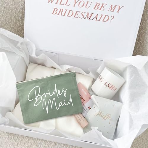 LADY&HOME Bridesmaid Makeup Bag Bride Vibe Team Bride Makeup Bag Wedding Party Cosmetic Bag Bridesmaid Proposal Gifts for Bridal Shower,Wedding,Bachelorette
