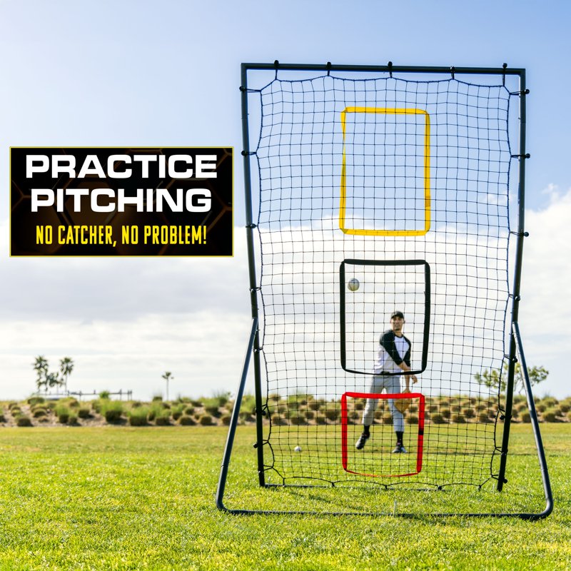 Baseball & Softball Rebounder Pitching and Fielding Net - 6x4 ft Practice Trainer