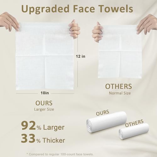 Ourmed Life Face Towels, Disposable Biodegradable Facial Towels for Sensitive Skin, Lint- free Facial Wipes for Washing Face, Skincare and Makeup Remover, Dry Wipes, 10"¡¿7.9" Extra Large, 60 Count
