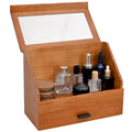 Cologne Organizer for Men, Pine Wood Bathroom Vanity Organizer Countertop, Desk Organizers with Drawer, 2 Tier Perfume Stand Holder, Men Jewelry Box, Ideal Gift for Him Dad Boyfriend