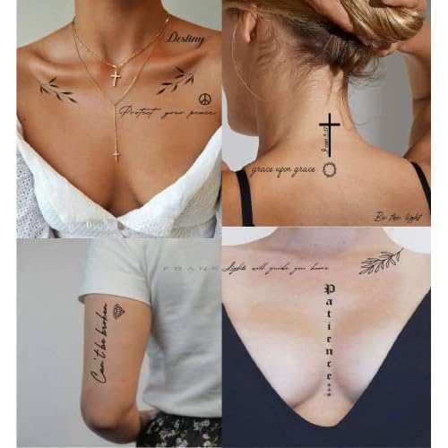 IMPRESSED Realistic Temporary Tattoos ? 42 Custom Sheets Tiny Fake Self Care Tattoo ? Inspirational Minimalist Affirmation Words and Motivational Quote Permanent Tats for Adult Teens Women Face Body