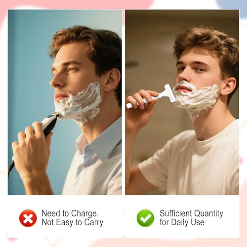 Disposable Razors in Bulk, Bulk Razors with Knife Cap, Individually Packaged Disposable Razors Bulk with Shaving Cream for Hotels, Shelters, Homeless, Nursing Homes, Charities, White (30)