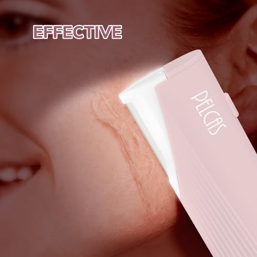 PELCAS Electric Dermaplaning Tool Kit for Women Face with LED Light, Facial Mini Dermaplaning Razor with 6 Blades, 3 Speeds 2 in 1 Facial Peach Fuzz Hair & Exfoliation Removal System at Home BV18-712