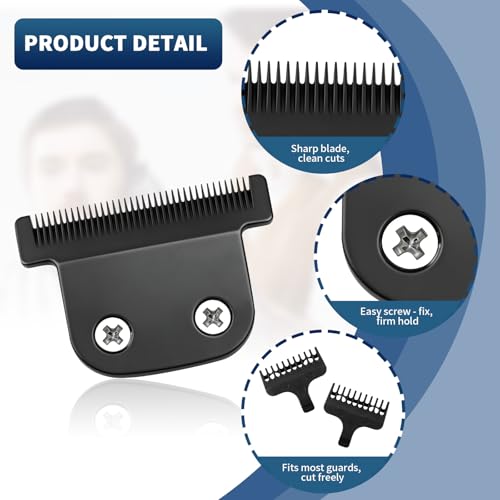 Black Replacement T-Blade with 3 Guards Compatible with Wahl 9864/9864SS/9686/9818A/9854L/9876L/9854/WSS3L/SS2L etc Trimmers.