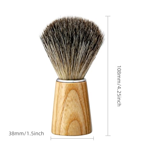 Shaving Brush and Bowl Set Synthetic Hair Shaving Brush with Solid Wood Handle and Wooden Shaving Soap Bowl for Men Easy to Lather Fits Wet Shaving