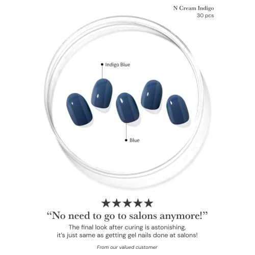 ohora Semi Cured Gel Nail Strips Set of 2(N Cream Cotton, N Cream Indigo)-Works with Any Nail Lamps, Salon-Quality, Long Lasting, Easy to Apply & Remove-Includes 2 Prep Pads, Nail File & Wooden Stick