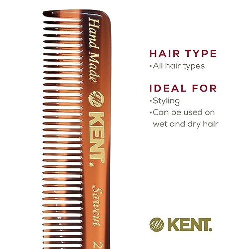 Kent 20T Handmade Fine Tooth Folding Comb with Hand Made 81T Mini Pocket Comb for Beards and Mustache - Beard Growth/Fine Tooth - Beard Straightener for Mens Grooming Kit