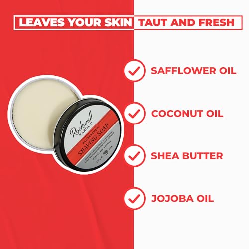 Rockwell Babershop Shaving Soap | Formulated with Shea Butter, Coconut Oil & Wheat Protein for Smooth & Soothing Wet Shave | Ideal for Sensitive Skin & Thick Beards