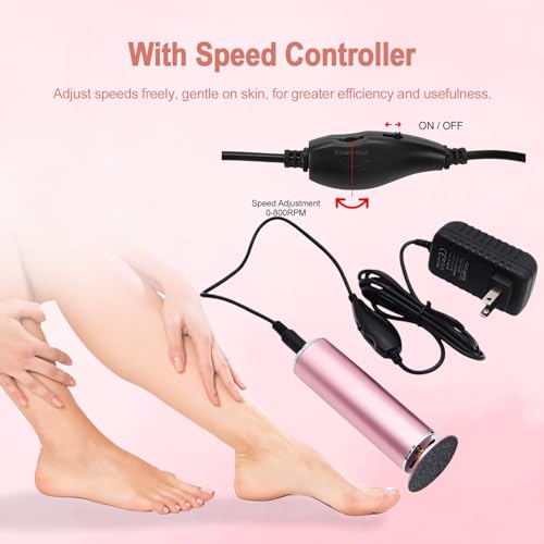 Electric Foot File 2026 Upgrades Foot Callus Remover,Electric Callus Remover for Feet with 60 Pcs Sandpaper Discs, Foot File with Speed Controller,for Dead Dry Crack Skin Calluses
