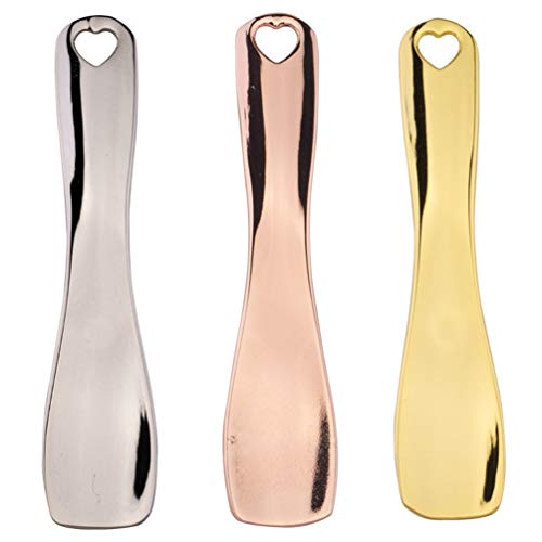 Teensery 3 Pcs Metal Cosmetic Spoon Spatulas Makeup Skin Care Facial Cream Mask Scoop Tool for Home Salon (Gold, Silver, Rose Gold)