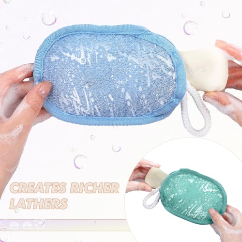 Sunnyray 12 Pcs Bath Body Exfoliating Soap Saver, Exfoliator Scrubber Pouch, Bath Loofah Sponge Body Scrubber Shower Sponge Exfoliating Mesh Pouf for Women and Men Bathing (Soft Color)