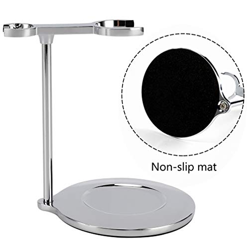 Deluxe Shaving Razor & Brush Stand with Double Layer Stainless Steel Soap Bowl Set,Compatible with Cartridge Razor,Gillette Razor,Safety Razor,Badger Shaving Brush,Gifts for Him
