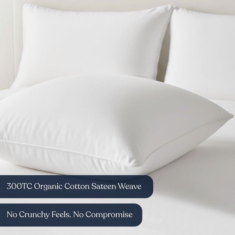 Delara 22x22 Pillow Inserts Set of 2 - Organic Cotton Shell, Recycled Down Fill