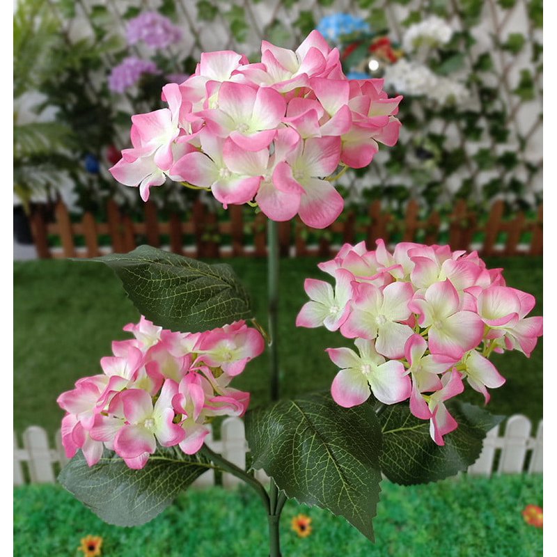 Solar Garden Stake Lights Hydrangea Flower Design Outdoor LED Pathway Lights for Patio Lawn Yard Decor