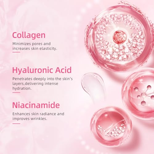 dewyhour Collagen Face Mask: 5 Pack Hydrating Deep Collagen Mask Overnight Sheet Mask with Hyaluronic Acid | Firming & Elasticity Skin, Korean Skincare, Pore Minimizing, Glass Glow Skin