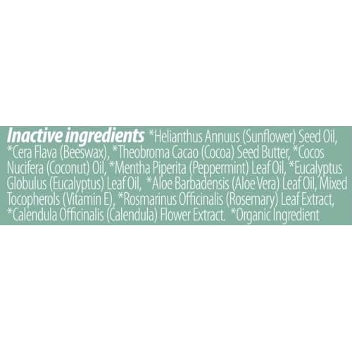 USDA Organic Lip Balm, Eucalyptus Mint with SPF 15, Beeswax, Coconut Oil, Vitamin E & Aloe Vera, 2-Pack (0.15 oz each)