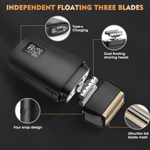 Professional Hair Clipper for Men, 3 in 1 Hair Clipper Beard Trimmer and Electric Foil Shaver Set with LED Display, Cordless Grooming Kit for Home, Travel, Barber, Ideal Gift for Him