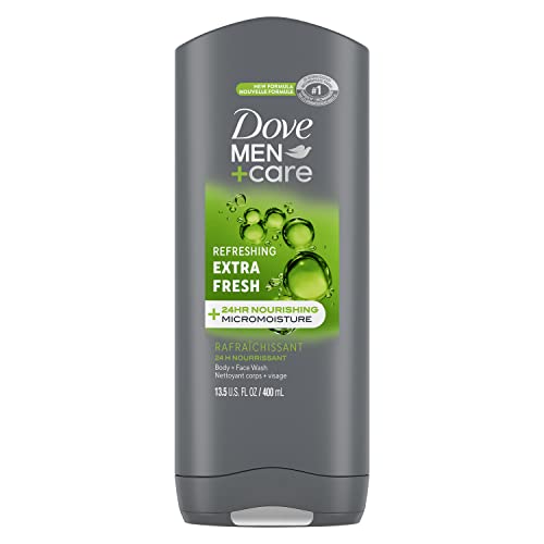 DOVE MEN + CARE Eucalyptus + Cedar Oil Body Wash 26 oz + Extra Fresh Body Wash and Face 13.5 oz Bundle for Healthier Skin