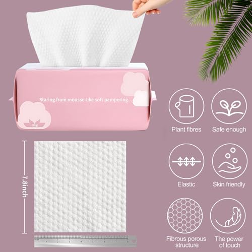 Disposable Face Towel Face Cloths for Washing Soft Cotton Dry Wipes Facial Cloths Towelettes for Washing and Drying, 200 Count Facial Tissue for Cleansing, Skincare and Makeup Remover