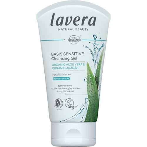 lavera basis sensitiv wash gel aloe vera & jojoba - Revitalizes & refreshes - Vegan plant active ingredients - natural cosmetics - Natural & innovative facial cleansing - 4.2 Fl Oz